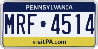 PA license plate MRF4514