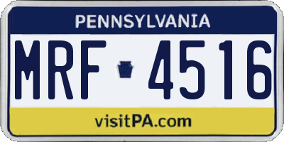 PA license plate MRF4516
