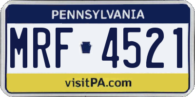PA license plate MRF4521