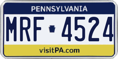 PA license plate MRF4524