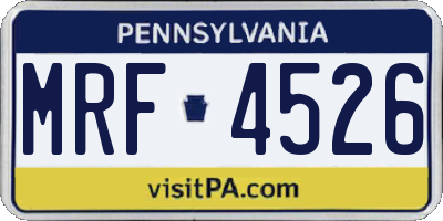 PA license plate MRF4526