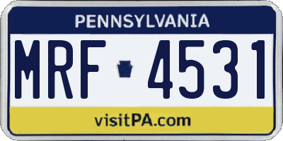 PA license plate MRF4531