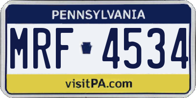 PA license plate MRF4534