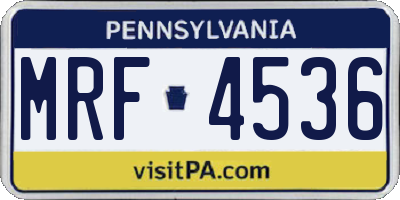 PA license plate MRF4536
