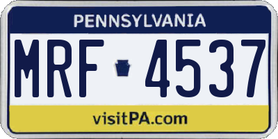 PA license plate MRF4537