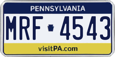 PA license plate MRF4543