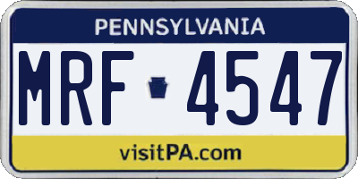 PA license plate MRF4547