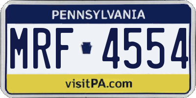 PA license plate MRF4554
