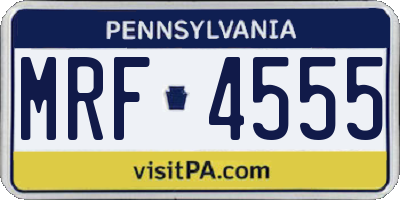 PA license plate MRF4555