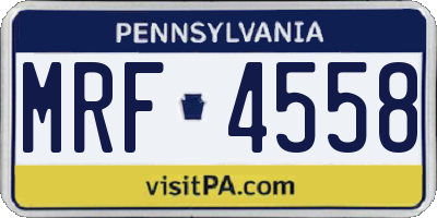 PA license plate MRF4558