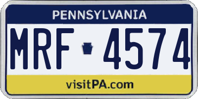 PA license plate MRF4574