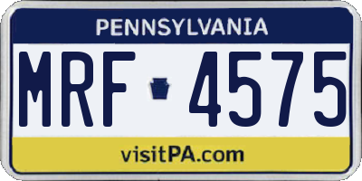 PA license plate MRF4575