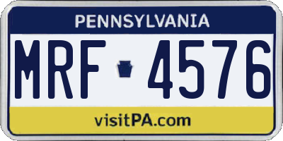 PA license plate MRF4576