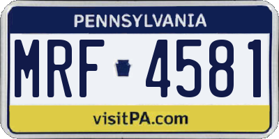 PA license plate MRF4581