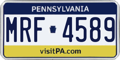 PA license plate MRF4589