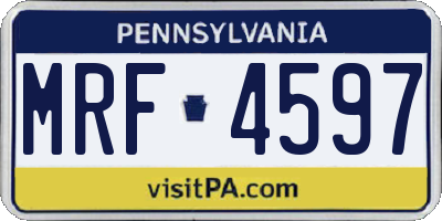PA license plate MRF4597