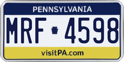 PA license plate MRF4598