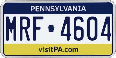PA license plate MRF4604