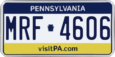 PA license plate MRF4606