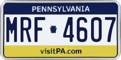 PA license plate MRF4607