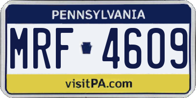 PA license plate MRF4609