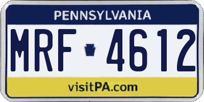PA license plate MRF4612