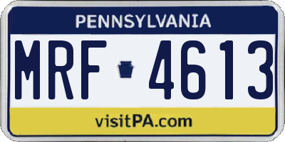 PA license plate MRF4613