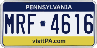 PA license plate MRF4616