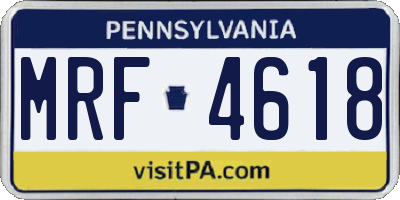PA license plate MRF4618