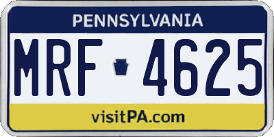 PA license plate MRF4625