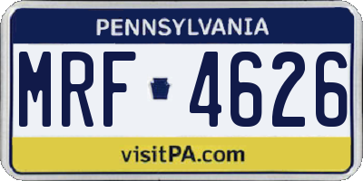 PA license plate MRF4626