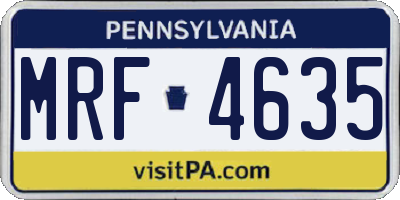 PA license plate MRF4635