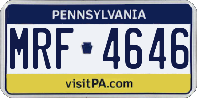 PA license plate MRF4646