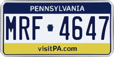 PA license plate MRF4647