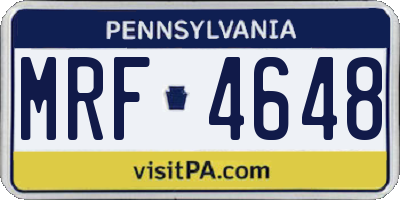PA license plate MRF4648