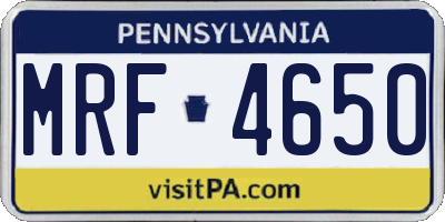 PA license plate MRF4650