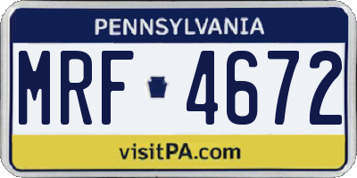 PA license plate MRF4672
