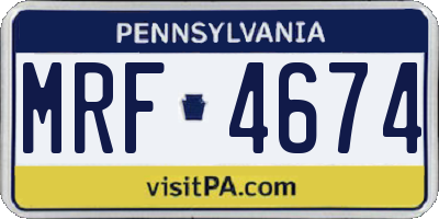 PA license plate MRF4674