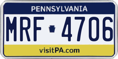 PA license plate MRF4706