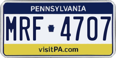 PA license plate MRF4707