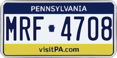 PA license plate MRF4708
