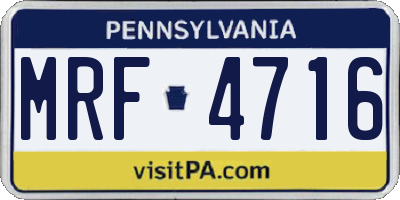 PA license plate MRF4716