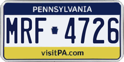 PA license plate MRF4726