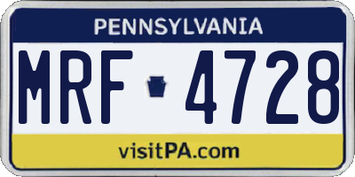 PA license plate MRF4728