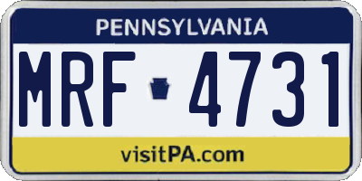 PA license plate MRF4731