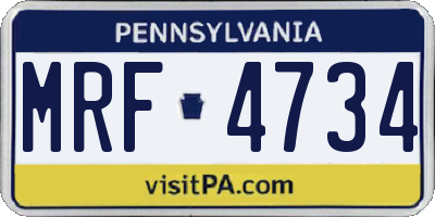 PA license plate MRF4734