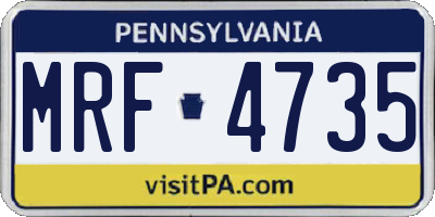 PA license plate MRF4735