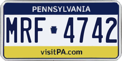 PA license plate MRF4742