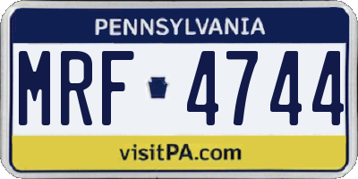 PA license plate MRF4744