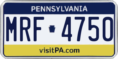PA license plate MRF4750